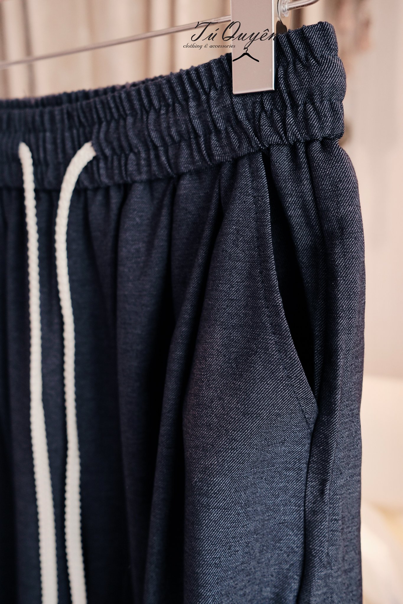 Quần Baggy Jean Nữ Lưng Chun Dây Rút Gấu Ren Tinh Tế – Phong Cách Năng Động, Thanh Lịch Cho Mọi Dịp - Ảnh 2
